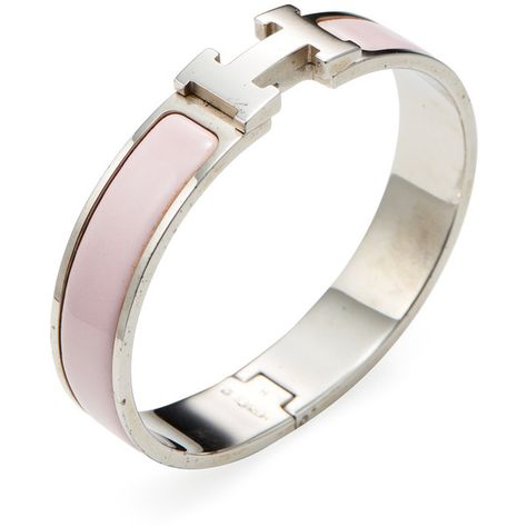 Hermès Women's Pink & Silver Narrow Clic H Bracelet PM - Pink ($550) ❤ liked on Polyvore featuring jewelry, bracelets, pink, silver bracelets bangles, silver hinged bracelet, bangle bracelet, vintage bangle bracelet and hinged bangle Cute Pink Bangle Bracelet, Pink 550, Hermes Clic H Bracelet Pink, Pink Hypoallergenic Sterling Silver Bracelet, Pink And Silver Hermes Bracelet, Pink Sterling Silver Nickel-free Bracelet, Pink Bangles, H Bracelet, Bangles Silver