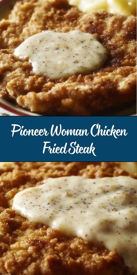 Pioneer Woman’s chicken fried steak is a Southern classic featuring crispy, golden-brown breaded steak smothered in a rich, creamy gravy. This comfort food favorite is perfect for a hearty family meal and pairs well with mashed potatoes, biscuits, or a side of greens. Chicken Fried Steak With Cream Gravy, Pioneer Woman Chicken Fried Steak, Dinner With Mashed Potatoes, Tender Cube Steak, Pioneer Woman Chicken, Breaded Steak, Cream Gravy, Country Gravy, Country Fried Steak