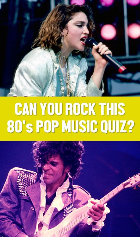 If you spent your teenage years sporting parachute pants and flipped-up collars, then chances are you may be familiar with some (or all) of the music featured here in our 15-question pop music trivia quiz. While we certainly can’t cover a whole decade in one sitting, you’ll find yourself transported back to a time when Prince and Madonna became household names. So, straighten out those shoulder pads, grab your Walkman, and let’s take a trip down memory lane… Prince And Madonna, Music Trivia Questions, Annoying Songs, 80s Pop Music, Music Quiz, Cotton Eyed Joe, 80s Songs, History Quiz, Music Trivia