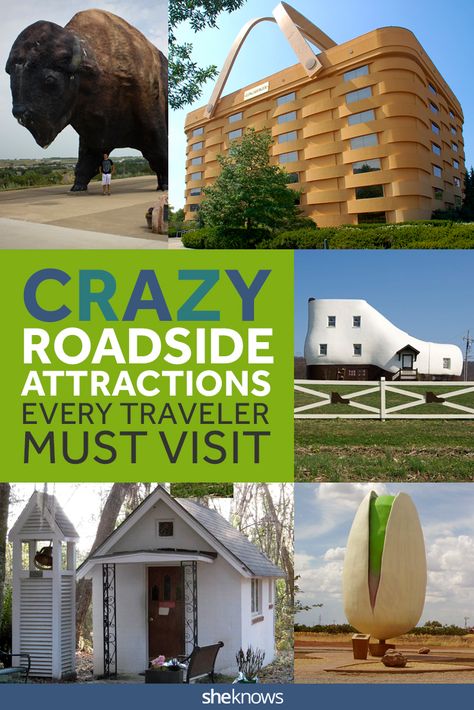 The 30 Weirdest Roadside Attractions in America – SheKnows Chicago Attractions, Road Trip Across America, Ultimate Road Trip, Cross Country Trip, Cross Country Road Trip, Weekend Humor, Us Road Trip, American Road Trip, Family Road Trips