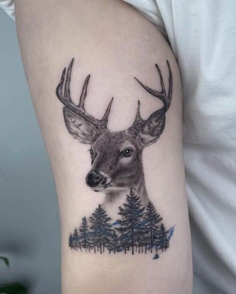 Amazing Deer Tattoo Design Ideas | Unveiling The Extraordinary Deer Hunting Tattoos For Men, Buck Deer Tattoo, Deer Tattoos For Women Beautiful, Deer Tattoo Men, Deer Tattoos For Women, Nick Tattoos, Deer Tattoo Design, Deer Hunting Tattoos, Buck Tattoo