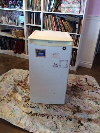 how to hide an ugly or used to be ugly fridge in plain site, appliances, how to Ugly Fridge, Hidden Fridge, Mini Fridge Cabinet, Old Fridge, Fridge Makeover, Upcycle Storage, Small Fridge, White Fridges, Bead Board Walls