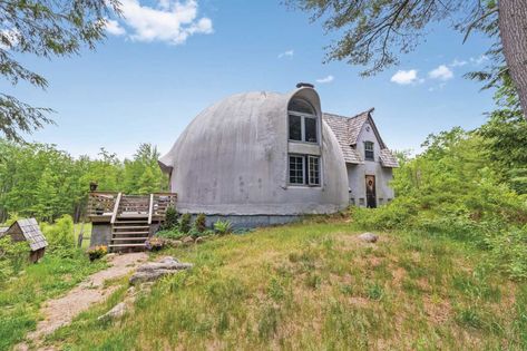 How'd You Like to Live in a Concrete Sculpture? | Maine Homes by Down East Cottage Home Plans, Aboveground Pool, Monolithic Dome Homes, Antique Wood Stove, Yurt Home, Cedar Shingle Roof, Kennebunkport Maine, Dome Homes, Dome Home