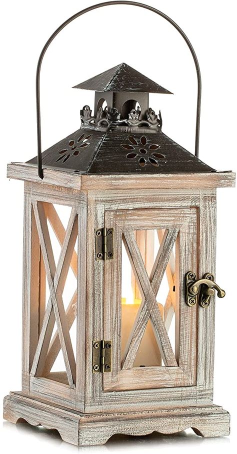 AmazonSmile: Wooden Candle Lantern Rustic Farmhouse - Distressed Wood Lantern Decorative for Vintage Home Decor Shabby Chic Wedding Christmas Fireplace Mantel Patio Table Decoration 11.2 inch Tall, Size S : Everything Else Outdoor Lanterns Decor, Wooden Candle Lanterns, Wooden Bedside Lamps, Christmas Fireplace Mantels, Patio Table Decor, House Candle Holder, Lantern Candle Holder, Candle Holder Vintage, Lantern Candle