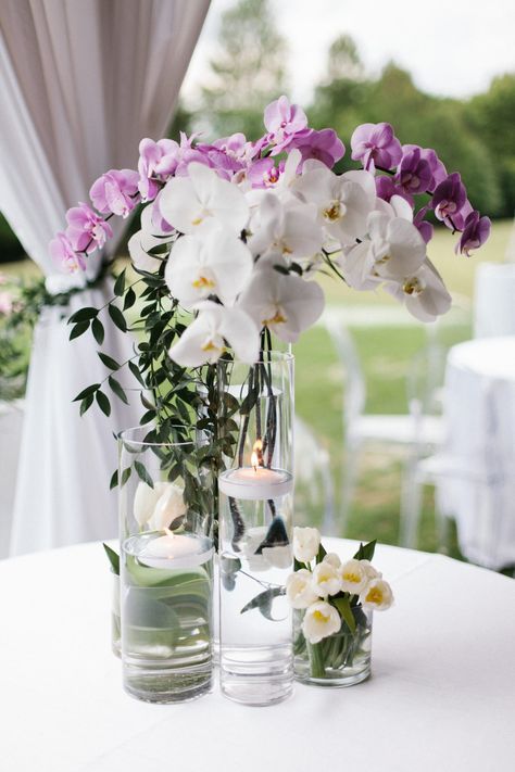 Lilac Tropical Wedding, March Wedding Flowers, Orchid Wedding Theme, Orchids Arrangements, Orchid Centerpieces Wedding, Orchid Wedding Invitations, Vibes Photos, Purple Wedding Centerpieces, Centrepiece Ideas