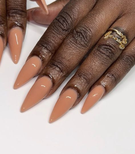 Olive Almond Nails, Neutral Nail Designs Almond, Nail Designs Almond, Dark Skin Nail Polish, Neutral Nail Designs, Neutral Nail, Shaped Nails, Almond Shape Nails, Almond Shaped