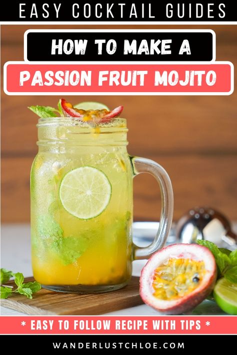 Passion Fruit Mojito Recipe, Fruit Mojito Recipe, Mojito Recipe Pitcher, Mojito Pitcher, Fruit Mojito, Passion Fruit Mojito, Plating Food, Mojito Drink, Presentation Food