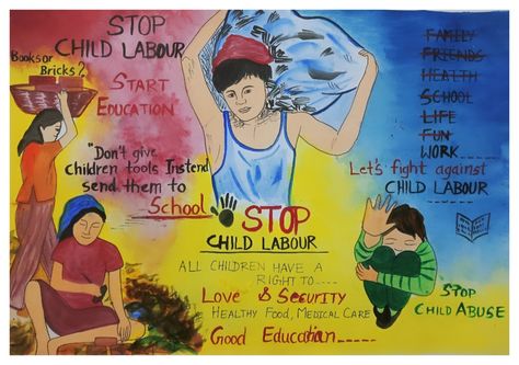 Acrylic painting Girls Education Poster, Child Labor Poster Drawing, Stop Child Labour Posters, Poster On Child Labour, Child Labour Images, Child Labour Poster Drawing, Child Labour Poster, Wall Magazine, Human Traffic