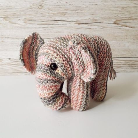 Baby elephant knitting project by Claire Fairall | LoveCrafts Elephant Knitting Pattern, Small Soft Toys, Elephant Baby Blanket, Garter Stitch Knitting, Handmade Gifts For Boyfriend, Handmade Baby Shower Gift, Tiny Elephant, Elephant Toy, Knitting Blogs