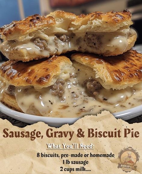 Sausage Gravy And Biscuit Pie, Biscuit Pie, Best Biscuits And Gravy, Sausage Gravy And Biscuits, Recipes Sausage, Breakfast Casseroles, Sausage Gravy, Breakfast Recipes Casserole, Paula Deen