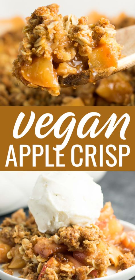 Best Vegan Apple Crisp, Easy Vegan Apple Dessert, Vegan Apple Crisp Easy, Vegan Apple Recipes Easy, Vegan Desserts Thanksgiving, Easy Vegan Thanksgiving Dessert, Vegan Apple Desserts, Vegan Apple Dessert Recipes, Vegan Apple Recipes