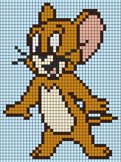 Tom And Jerry Knitting Pattern, Tom And Jerry Cross Stitch Pattern, Luffy Graph Pattern, Tom And Jerry Pixel Art, Crochet C2c Pattern, Crochet Patterns Baby Boy, Melt Beads Patterns, Graph Paper Drawings, Baby Cross Stitch Patterns