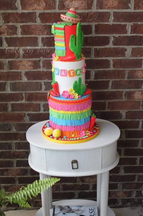 Mexican Fiesta Cake.. Taco Tuesday Cake Taco Birthday Cake, Fiesta Smash Cake, Mexican Fiesta Cake, Taco Twosday, First Fiesta, Fiesta Cake, Fiesta Birthday Party, Smash Cake Boy, Second Birthday Ideas