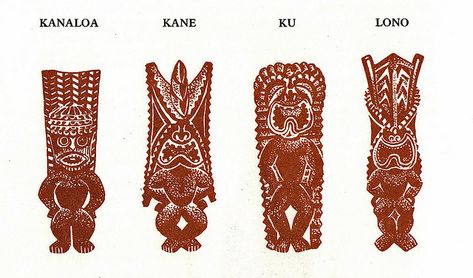 Hawaiian Gods 1978 Hawaiian Gods, Ancient Hawaii, Hawaiian Mythology, Hawaiian Goddess, Hawaiian Legends, Tiki Tattoo, Hawaiian Tattoos, Hawaiian History, Old Hawaii