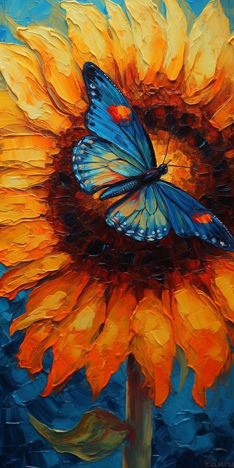 Beautiful Butterflies Art, Arte Van Gogh, Image Nature, Trending Pins, Art Gallery Wallpaper, Sunflower Art, Arte Inspo, Arte Sketchbook, Flower Art Painting