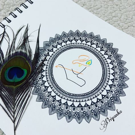 Krishna Mandala Art Easy, Krishna Drawing Mandala, Mandala Art Krishna, Diya Mandala Art, Krishna Mandala Art, Krishna Mandala, Mandala Arts, Legs Mehndi, Mandala Sketch