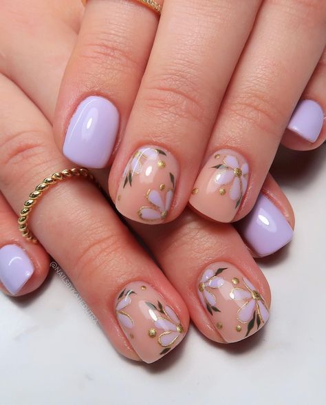 Shorties Nails, Lavender Nails, Floral Nail Designs, Spring Florals, Short Nail Designs, Floral Nails, Chic Nails, Fancy Nails, Nails Inspo