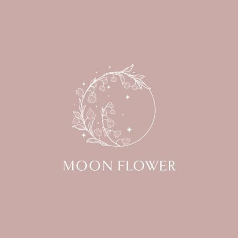 Premade Moon Flower Brand Logo Design for Blog, Business. Bohemian, Mystic, Spiritual, Floral Logo, Line Logo, Leaf Logo, Lily of the Valley - Etsy Poland Moon Business Names, Lily Of The Valley Logo, Moon Branding, Moon Logo Design, Esoteric Logo, Herb Logo, Mystic Spiritual, Ethereal Forest, Spiritual Logo