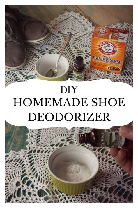 This simple to make diy shoe deodorizer only uses two ingredients, works awesome, and takes virtually no time to make. Baking soda is an awesome odor absorber, as you might know from using it in your fridge or somewhere else smelly.  The baking soda is what does all the hard work in this homemade shoe deodorizer.  It will pull whatever nasty odors might be hiding inside of your shoes. Diy Shoe Deodorizer Spray, Diy Shoe Freshener, Baking Soda Deodorizer, Shoe Deodorizer Diy Essential Oils, Diy Shoe Deodorizer Bags, Shoe Freshener Diy, Getting Smell Out Of Shoes, Sneaker Deodorizer Diy, Shoe Smell Remover Diy