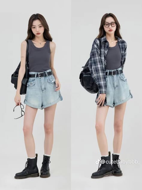 Fashion Magazine Design, Hot Weather Outfits, Denim Shorts Outfit, Looks Party, Chinese Fashion, Shorts Outfit, Fits Inspo, Asian Outfits, Summer Style Casual