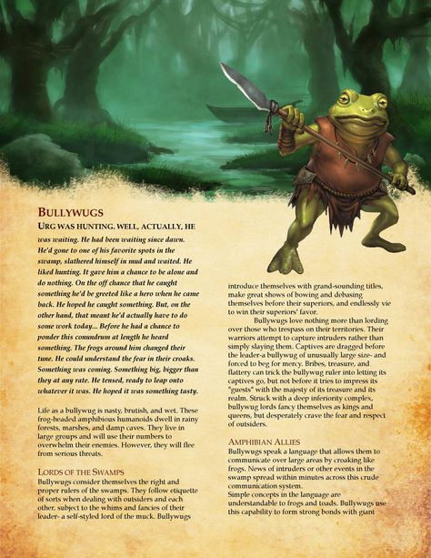 Frog race dnd D D Races, Dnd Races, Dnd Classes, Dungeons And Dragons 5e, Dungeons And Dragons Classes, Ascii Art, Dnd 5e Homebrew, D D Monsters, Dnd Monsters