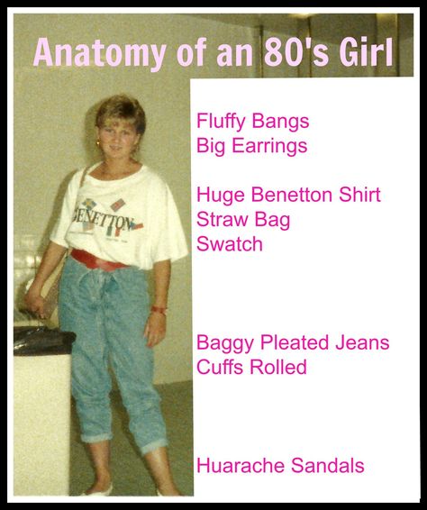 Sadly, this is pretty accurate. Lol 1980s Childhood Fashion, 80s Middle School Outfits, Benneton 80's, Esprit Clothing 1980s, 80s Popular Girl, 80s Clothes 1980s Fashion Trends, Real 80s Fashion, 80s Mom Outfit, 80's Outfit