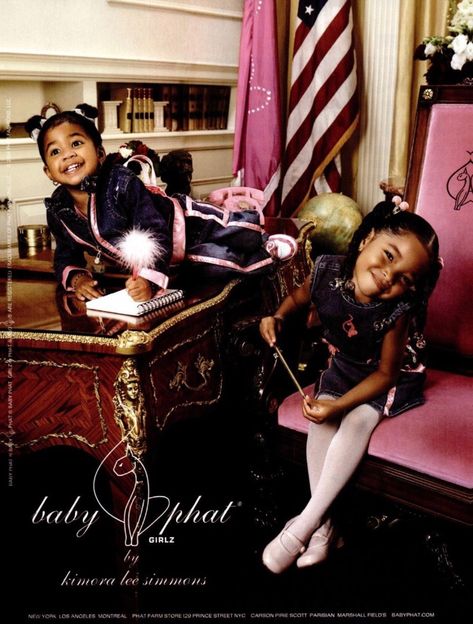 Aoki & Ming for Baby Phat Girlz in the 2000s Baby Phat 2000s Aesthetic, Baby Phat Aesthetic, Kimora Lee Simmons Kids, Baby Phat 2000s, 2000s Photoshoot, Ming Lee, Russell Simmons, 00s Nostalgia, Kimora Lee Simmons