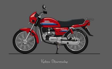 Bike Drawing Sketches, Hero Honda Splendor, Hero Honda Bikes, Splendor Bike, Splendor Plus Bike Photo, Hero Splendor, Hero Honda, Motorbike Illustration, Bike Modification