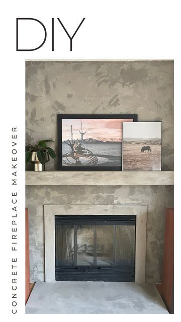 Skim Coat Fireplace, Feather Finish Fireplace, Bonding Primer, Stone Granite, Concrete Fireplace, Granite Tile, Diy Fireplace, Fireplace Makeover, Pancake Batter