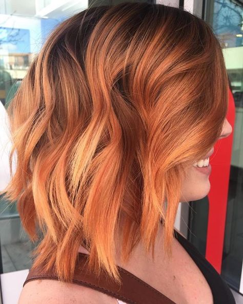 Ginger Peach Hair, Dark To Light Hair, Hair Color For Tan Skin, Hair Chop, Spring Haircuts, Ginger Peach, Creative Hair Color, Peach Hair, Spring Hair Color