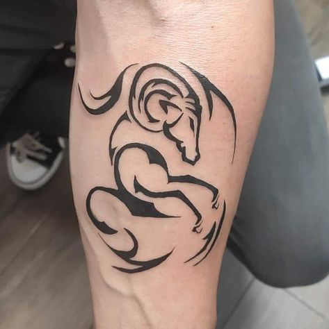 Aries Tattoo Designs, Aries Zodiac Tattoos, Trible Tattoos, Honeysuckle Tattoo, Aries Ram Tattoo, Tattoos Leg, Aries Personality, Kpop Tattoos, Ram Tattoo