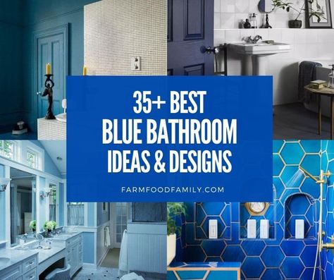 best-blue-bathroom-ideas Blue Bathroom Ideas Ocean, Blue Bathroom Decor Ideas, Blue Striped Walls, Navy Blue Headboard, Blue Small Bathrooms, Blue Bathroom Ideas, Blue Bathroom Walls, Bathroom Restaurant, Alan Davies