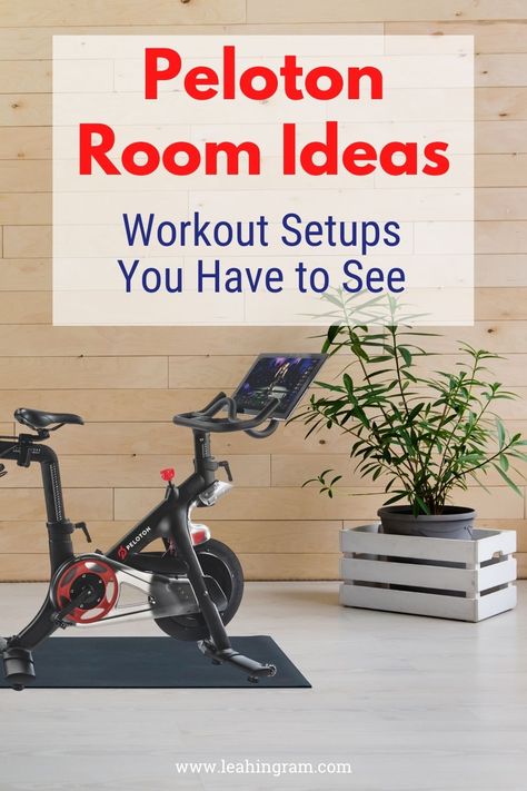 This blog post on Peloton bike room ideas offers tips on how to setup your cycle in a small space in a living room, bedroom, basement or home office, plus Peloton corner ideas. It also offer decor suggestions. One place not to put your Peloton? In a garage gym. #pelotonroom #pelotonhomegym #pelotonbikeroomideas #pelotoninbedroom #pelotonsmallspace #pelotonsmallapartment Home Gym Ideas Peloton, Peloton Room Ideas Small Space, Peloton Corner Ideas, Peloton In Bedroom, Peloton Corner, Peloton Aesthetic, Peloton Workout Room, Peloton Gym, Peloton Home Gym