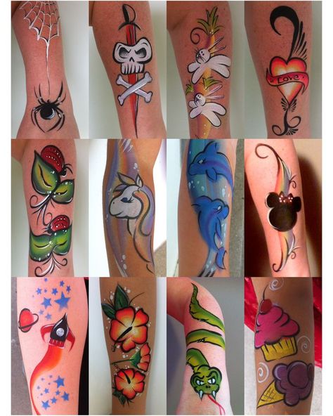 Simple Face Painting, Painting Tattoos, Face Painting For Boys, Face Painting Tutorials, Arm Painting, Leg Painting, Arm Art, Face Painting Easy, Face Paint Makeup