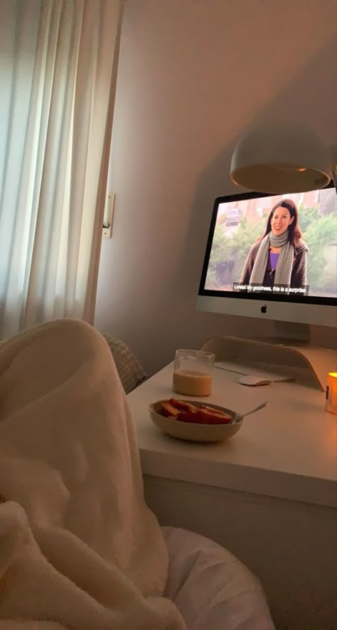 Cozy Watching Tv Aesthetic, Watching Tv Aesthetic, Period Guide, Coffee Blanket, Rory Lorelai, Babette Ate Oatmeal, Self Care Night, Cozy Love, Bedroom Candles