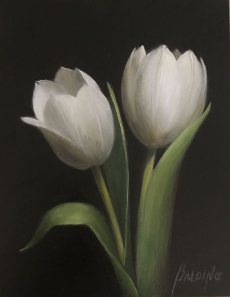 Tulip Abstract Art, Tulips Art Painting, Tulip Still Life Photography, Flower Painting Reference, White Tulips Drawing, Aesthetic Paintings Simple, Tulip Art Painting, Tulip Painting Easy, Tulips Drawing Aesthetic