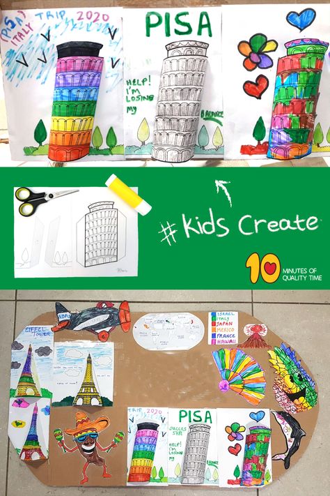 Leaning Tower of Pisa Craft Italian Crafts For Kids, Leaning Tower Of Pisa Craft, Italy Activities For Kids, Italy Crafts For Kids, Around The World Preschool, Italy Crafts, Italian Crafts, Around The World Crafts For Kids, Italy For Kids