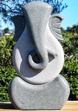 Large Grey Sadarahalli Granite Modern Stone Abstract Ganesha Carving 48" Modern Ganesha, Abstract Ganesha, Stone Sculpture Art, Stone Carving Sculpture, Outdoor Statues Sculpture, Lotus Sculpture, Ganesh Art Paintings, Stone Sculptures, Bull Tattoos