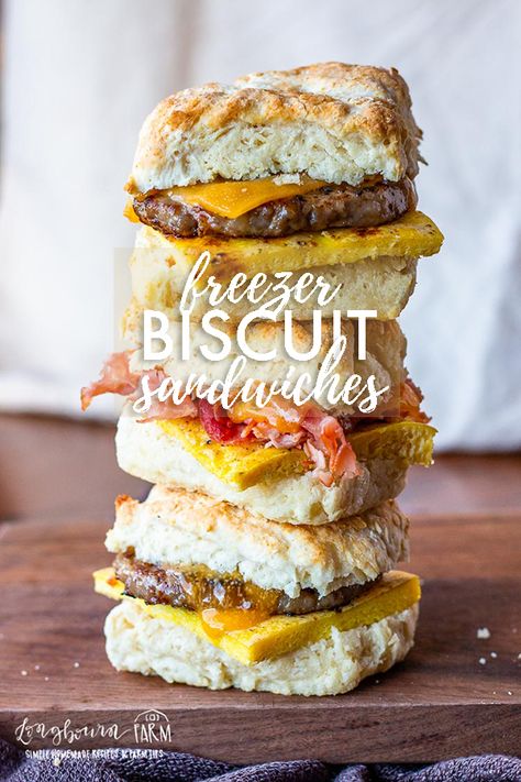 Easy Breakfast On The Go, Sandwiches Ideas, Freezable Breakfast, Biscuit Sandwiches, Breakfast Sandwiches Frozen, Biscuit Breakfast, Frozen Biscuits, Breakfast Sandwich Recipes, Freezable Meals