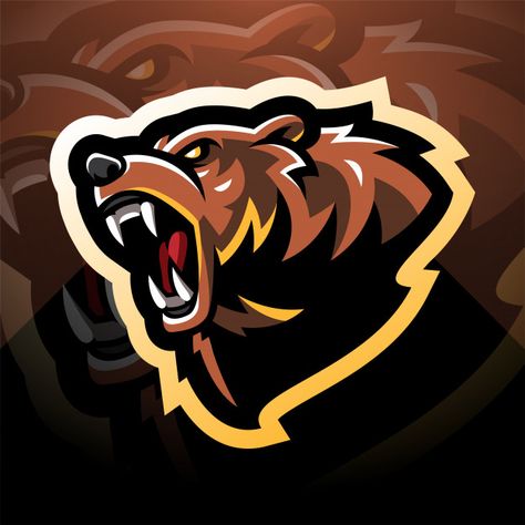 Bear Logo Inspiration, Bear Mascot Logo, Patches Ideas, Boston Bruins Logo, Bear Logo Design, Mascot Logos, Logo Gaming, Mascot Logo Design, Bears Game