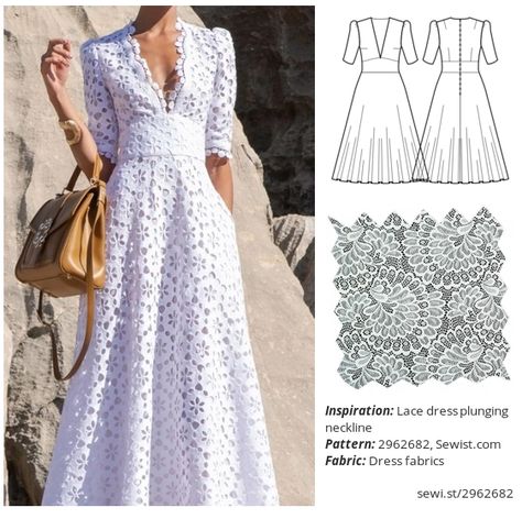 Dress Patterns Elegant, Midi Pattern Dress, Sew Lace Dress, Patron Dress Patterns, Sewing Lace Dress, African Sewing Patterns, Lace Dress Sewing Pattern, Lace Dress Patterns For Women, Boho Dress Patterns Free