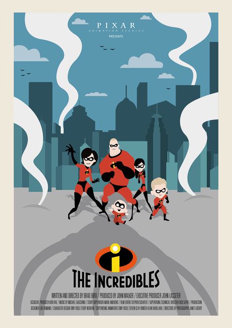 The Incredibles - poster Incredibles 2 Poster, Incredibles Art, Pixar Animated Movies, The Incredibles 2004, Tv Musical, Movies Posters, Disney Posters, Cartoon Fan, Art Deco Posters