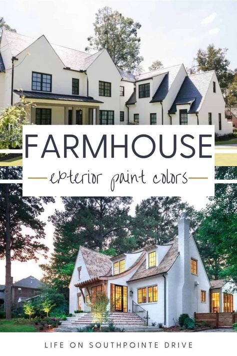 The most popular farmhouse exterior paint colors of 2020. Check out the full list of exterior paint colors for your home! | modern farmhouse paint colors | best farmhouse paint colors | exterior paint colors Paint Colors Modern Farmhouse, Modern Farmhouse Exterior Paint Colors, Farmhouse Exterior Paint, Houses Farmhouse, Outside Paint Colors, Farmhouse Exterior Paint Colors, Outdoor Paint Colors, Modern Farmhouse Paint Colors, Farmhouse Exterior Colors