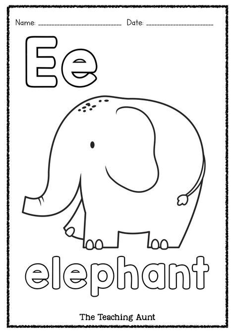 Letter Ee Worksheets Free Printable, Letter E Is For, Elephant Worksheets Preschool, Elephant Worksheet, E For Elephant, E Is For Elephant, Letters Preschool, Letter Learning Activities, Letter A Coloring Pages