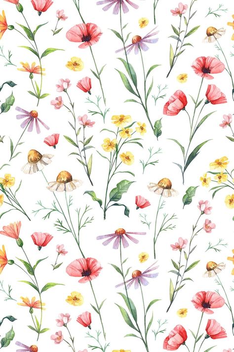 Watercolor, seamless pattern with delicate wildflowers and herbs. Romantic, floral background. Floral wallpapers in retro style with wild plants. Find & Download Free Graphic Resources for Seamless Pattern Vectors, Stock Photos & PSD files. Wild Flowers Background, Wild Flower Print, Wild Flower Pattern, Fairy Garden Background, Wildflower Wallpaper, Wildflower Drawing, Wildflower Pattern, Floral Wallpapers, Wildflower Paintings