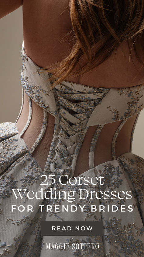 25 Corset Wedding Dresses for Trendy Brides Wedding Dress With A Corset, Corset Wedding Dresses With Sleeves, Fit And Flare Corset Wedding Dress, Corset Vintage Wedding Dress, Wedding Dress Large Chest, Corsette Wedding Dress, Corset Wedding Dress Ballgown, Wedding Dresses Corset Top, Corset Lace Wedding Dress