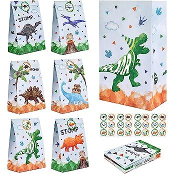 Watercolour Dinosaur Gift Bag - Pack of 24 Dinosaur Party Supplies Gift Bag for Children Boys Dinosaur Theme Baby Shower Birthday Gift Candy Snack Bag: Amazon.de: Toys Dinosaur Goodie Bags, Watercolor Dinosaur, Dinosaur Party Supplies, Plastic Gift Bags, Goodie Bags For Kids, Dinosaur Party Favors, Candy Party Favors, Birthday Gift Bags, Dinosaur Gifts