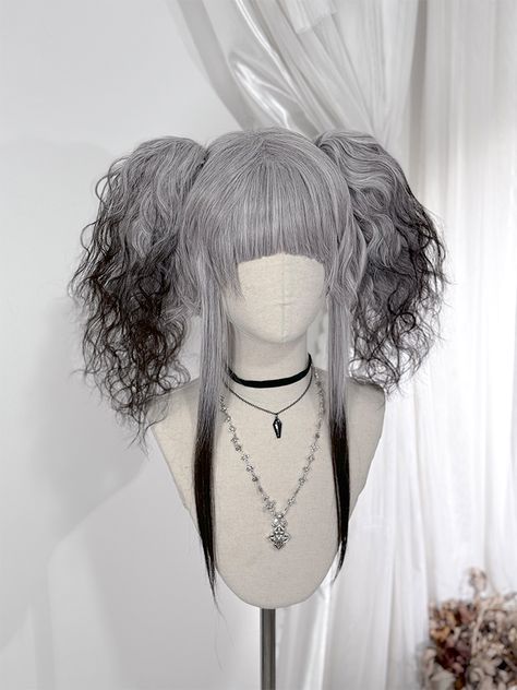 The price is for a wig and a pair of claw clips only, others are not included. Garment Size SizeFree SizeHair Length38/35 Cool Hair Designs, Kawaii Wigs, Gray Ombre, Rave Hair, Creative Hair Color, Hair Tint, Scene Outfits, Cosplay Hair, Kawaii Hairstyles