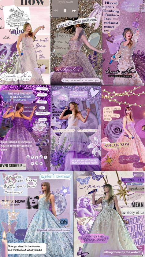 All Speak Now gowns from the eras tour 🫶🏻 #speaknow #speaknowtaylorsversion #erastour #taylorswift #norahtaylorsversion13 #gown #sngowns#speaknowtv #purple Speak Now Makeup Looks, Speak Now Hair, Speak Now Makeup, Live Rock, Speak Now, Eras Tour, Taylor Swift, Swift, Makeup Looks