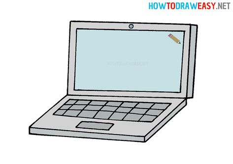 How to Draw a Laptop #Laptop #Desktop #Computer #Drawing #EasyDrawing #Apple #MacBook #Sketch #DrawingTutorials #Sketch #Sketching #Pin #PinterestDrawing #ArtWork #Work #Office Laptop Drawing Easy, Laptop Cartoon, Laptop Drawing, Elementary Drawing, Computer Drawing, Drawing Lessons For Kids, Drawing Tutorials For Beginners, Three Dimensional Shapes, Drawing Lesson